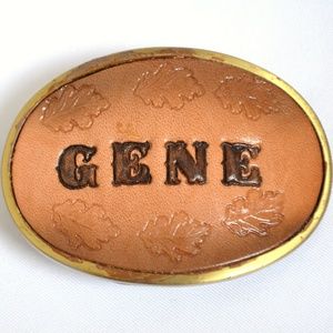 Vintage GENE Brown Leather Belt Buckle